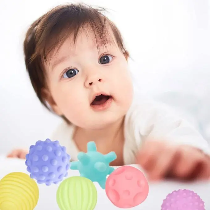 مجموعة الكور الناعمة الحسية، 6 كرات ملونة لتنمية حواس الأطفال