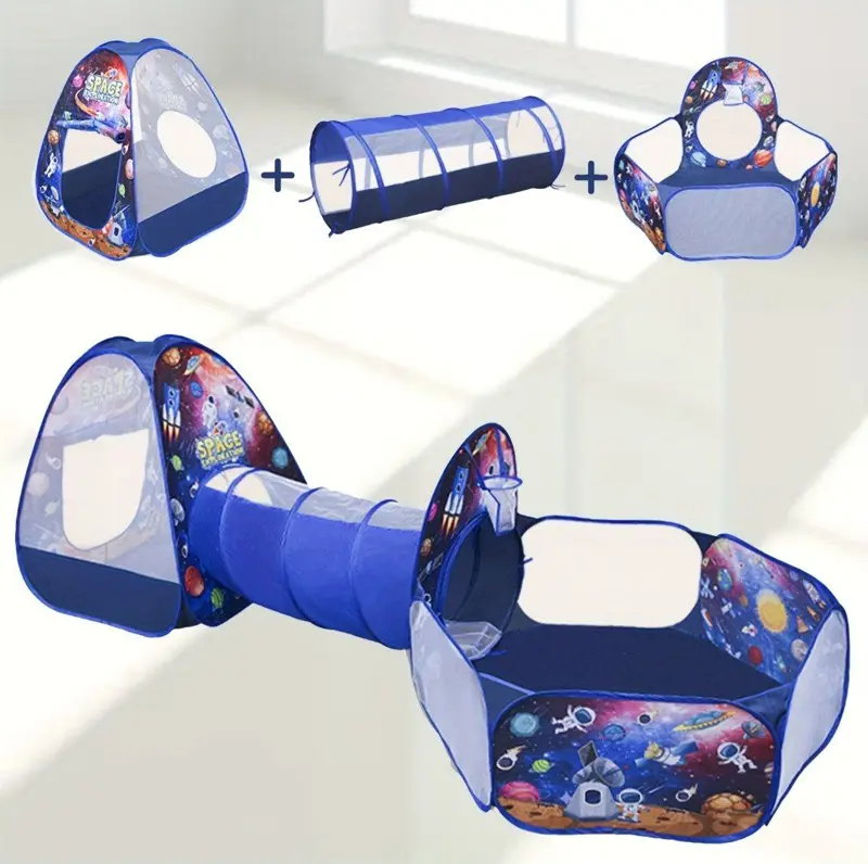 خيمة لعب 3 في 1، مغامرة الفضاء مع نفق و60 كرة