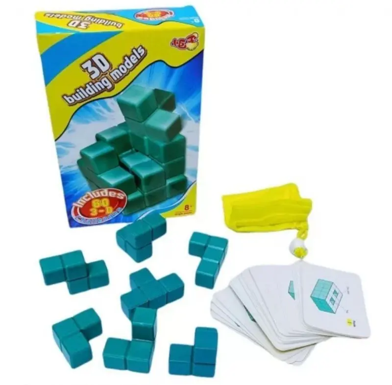مكعبات التركيب ثلاثية الأبعاد، لعبة الألغاز والإبداع مع بطاقات التحدي