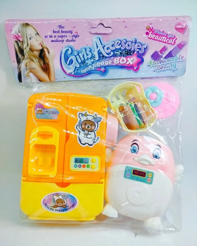 طقم مطبخ بطوط، لعبة طهي متكاملة مع ثلاجة وميكروويف