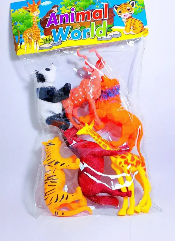 مجسمات حيوانات الغابة والمزرعة، 6 قطع سيليكون آمنة وكبيرة