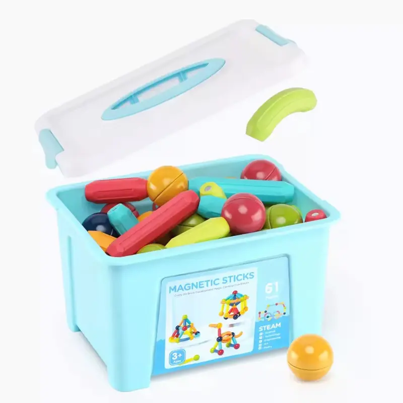 مكعبات البناء المغناطيسية 64 قطعة مع صندوق