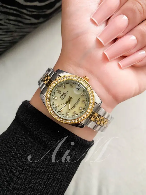 ساعة رولكس كلاسيك مينا زرقاء مقاس 32 ملم