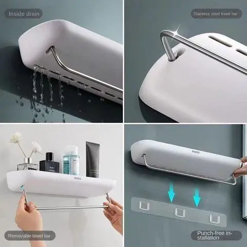 منظم الحمام والمطبخ العصري "إيكوكو" بحامل فوط ورف متعدد الاستخدامات