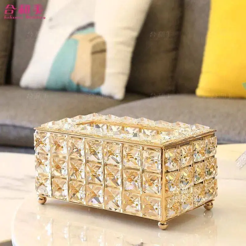 علبة المناديل الفاخرة "جولدن كريستال" للتزيين المنزلي الراقي