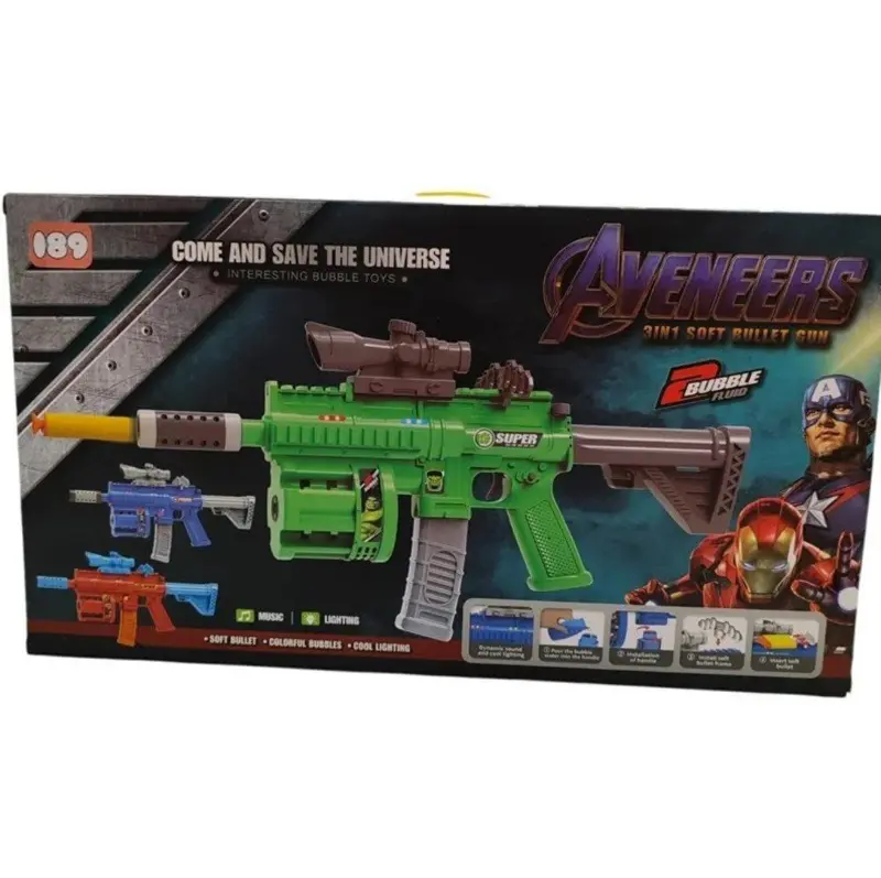 مسدس الفقاعات الموسيقي "4 في 1" بشخصيات كرتونية