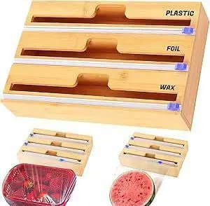 موزع "المطبخ الذكي" الخشبي لتغليف الأطعمة بتقنية القطع السهل