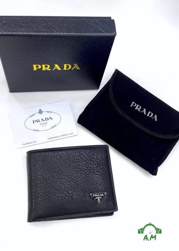 محفظة برادا جلد فاخر للرجال
