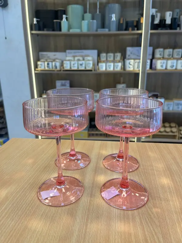 طقم أكواب كريستال ملونة مضلعة "جيلي" 4 قطع