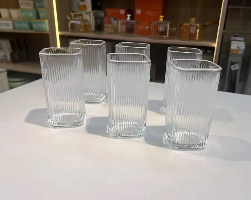 طقم أكواب كريستال مضلعة أنيقة 6 قطع