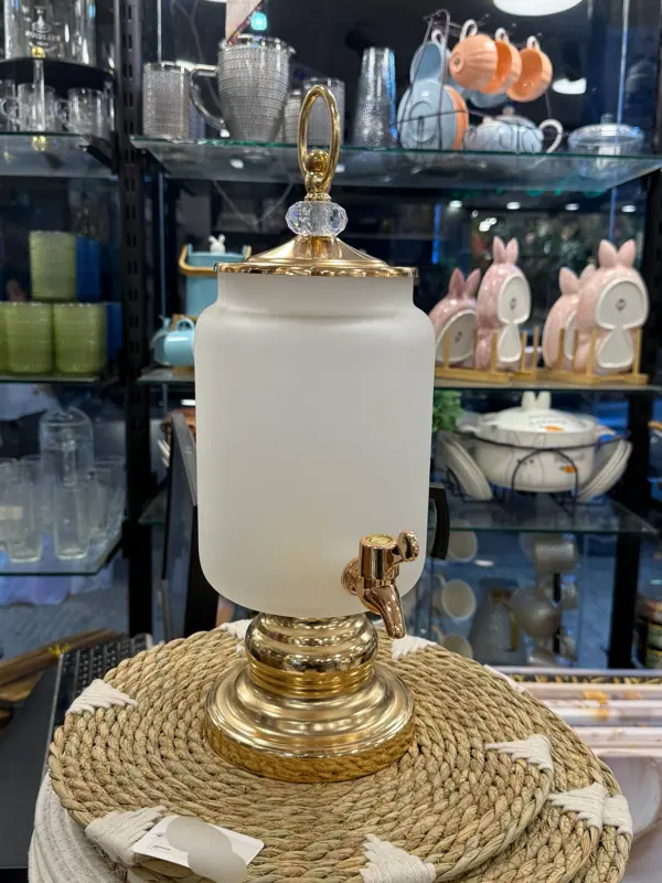 طقم ديسبنسر وكاسات زجاج مط فاخر (سعة 4 لتر)