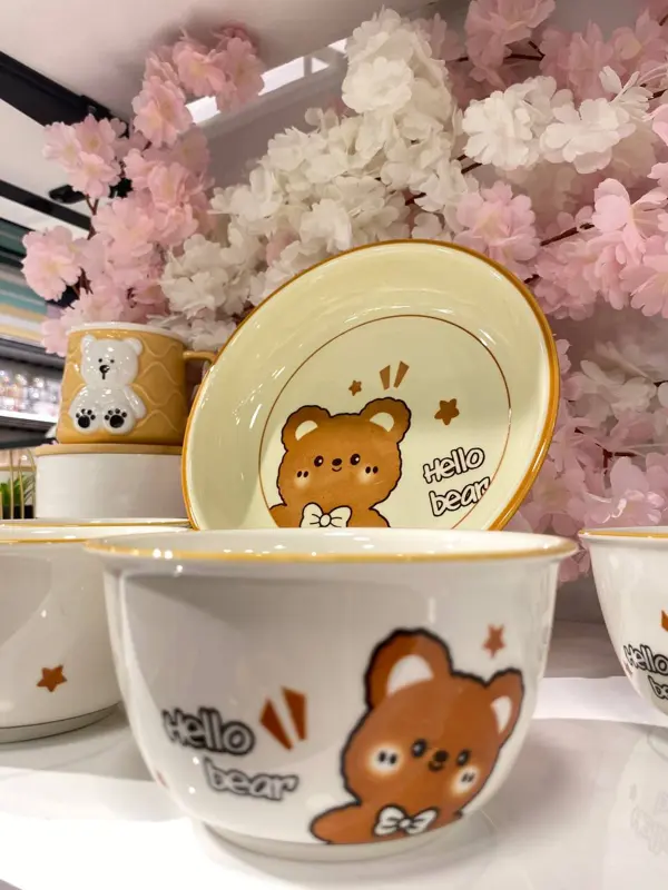 طقم تقديم البورسلين "الدباديب الكيوت" (5 قطع)