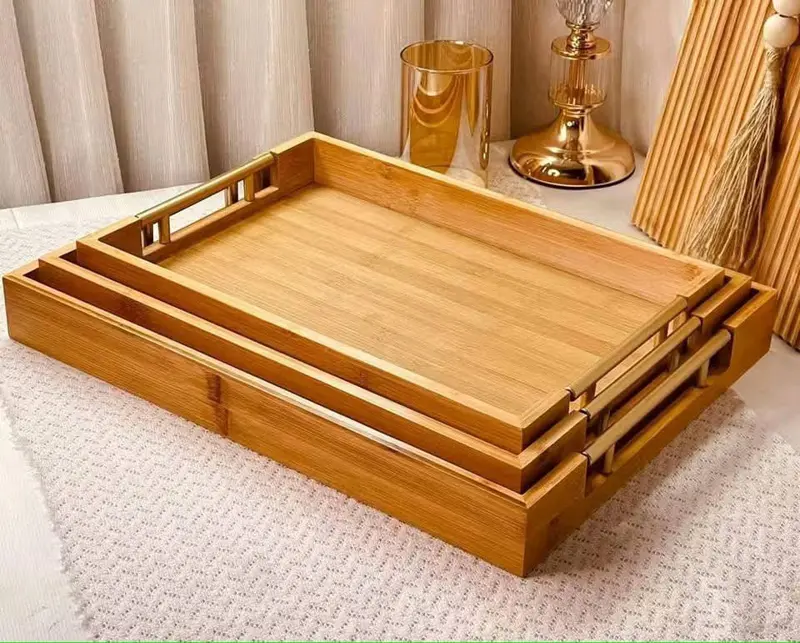 طقم صواني خشب بامبو