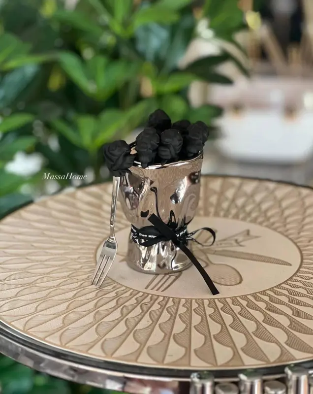 طقم شوك فاخر للحلويات والفواكه (استانلس ورأس وردة)