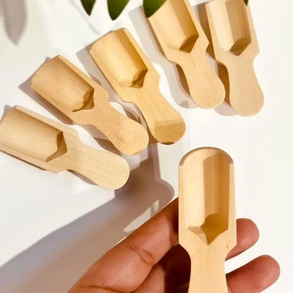 مغرفة توابل من خشب البامبو 5قطع