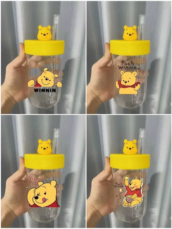 كوب زجاجي بغطاء سيليكون وشاليموه زجاجي