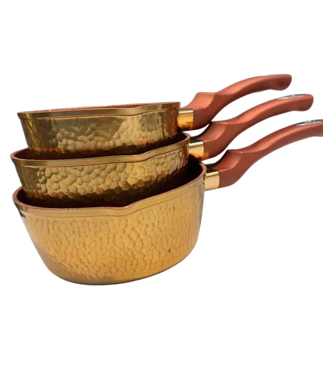 طقم كسرولة جرانيت مستورد 3 قطع بقاعدة ستانلس لتوزيع الحرارة