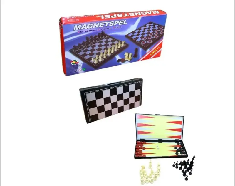 مجموعة الشطرنج المغناطيسية 3 في 1، ألعاب ذكاء بحجم الجيب