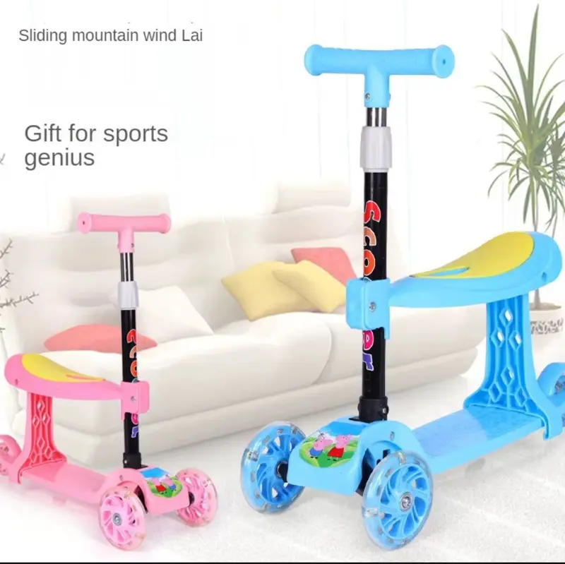 سكوتر أطفال بكرسي، أداة ترفيهية 2 في 1 بتصميم آمن