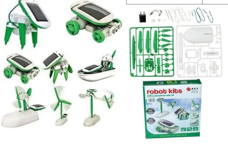 مجموعة روبوت الطاقة الشمسية 6 في 1، لعبة هندسية لتنمية الابتكار العلمي