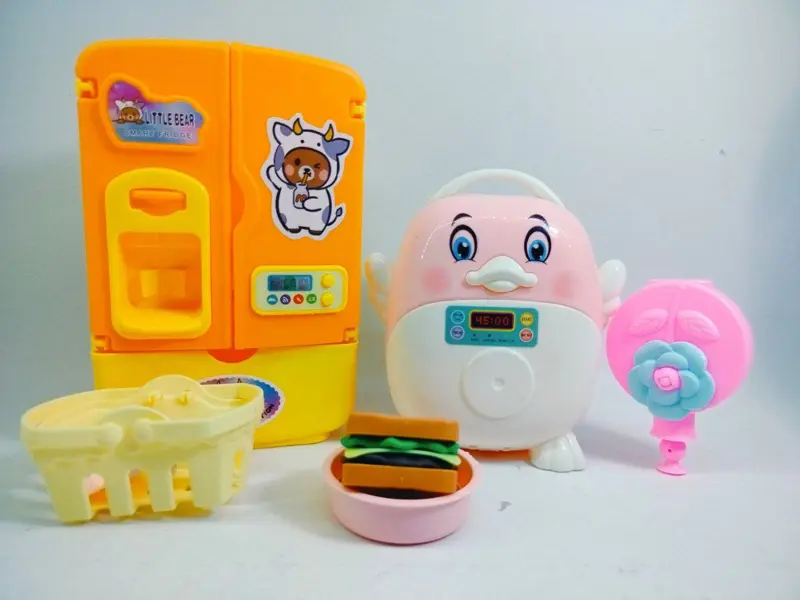 طقم مطبخ بطوط، لعبة طهي متكاملة مع ثلاجة وميكروويف