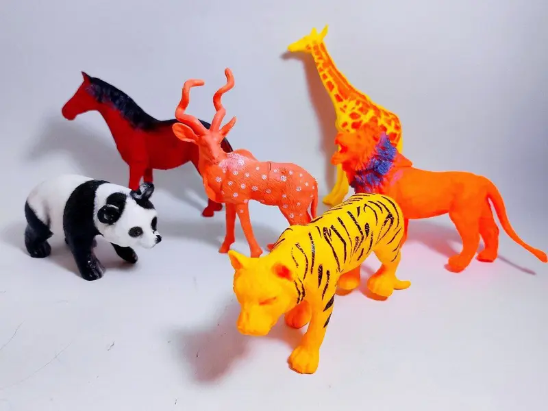 مجسمات حيوانات الغابة والمزرعة، 6 قطع سيليكون آمنة وكبيرة