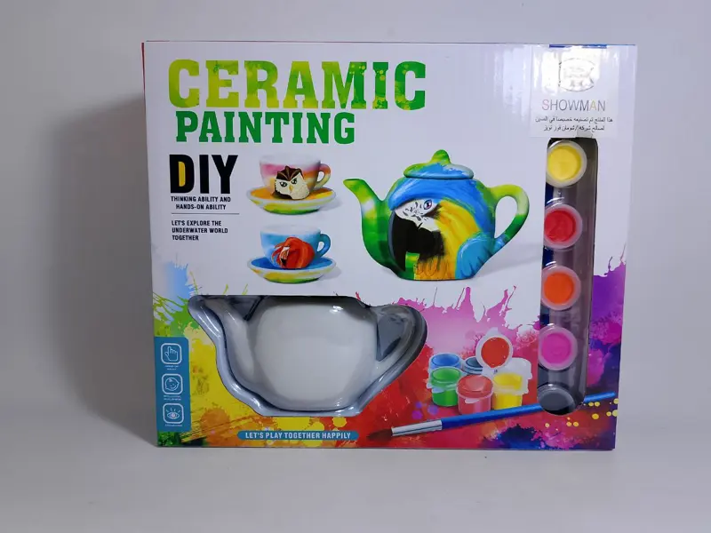 طقم الشاي البورسلين، للرسم والتلوين وتزيين فنجانك بنفسك