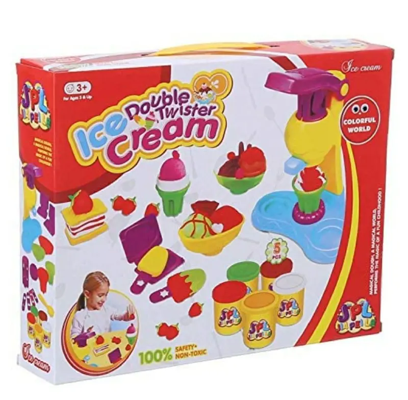 مجموعة عجينة الصلصال وآلة صنع الآيس كريم الإبداعية