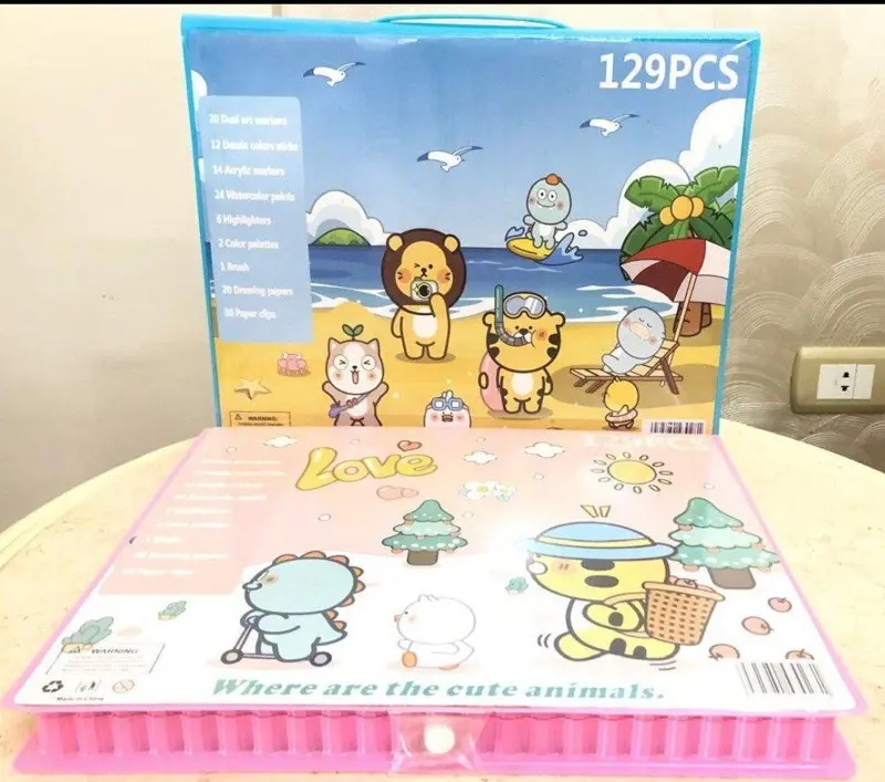 مجموعة أدوات فنية متكاملة 129 قطعة للأطفال