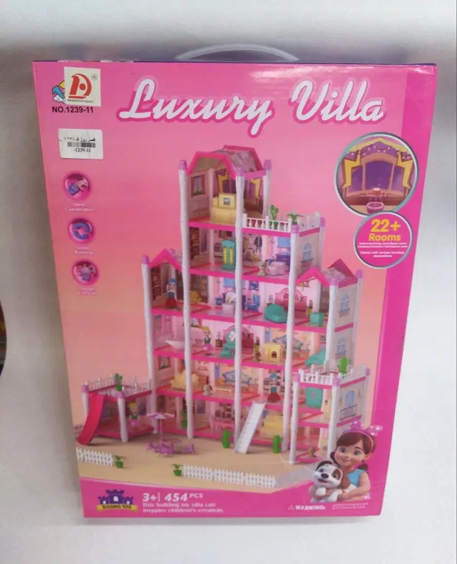 قصر الأحلام الساحر للدمى مع إضاءة وموسيقى