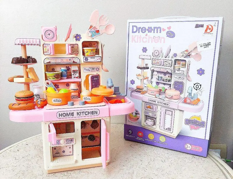 مجموعة المطبخ المدمج للأطفال مع أدوات الطبخ