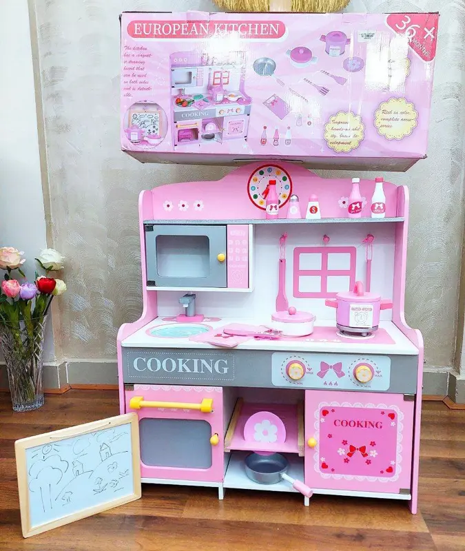 مطبخ لعب خشبي متكامل بارتفاع 70 سم