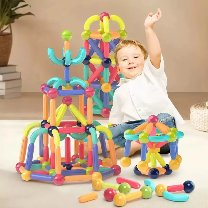 مكعبات البناء المغناطيسية 64 قطعة مع صندوق