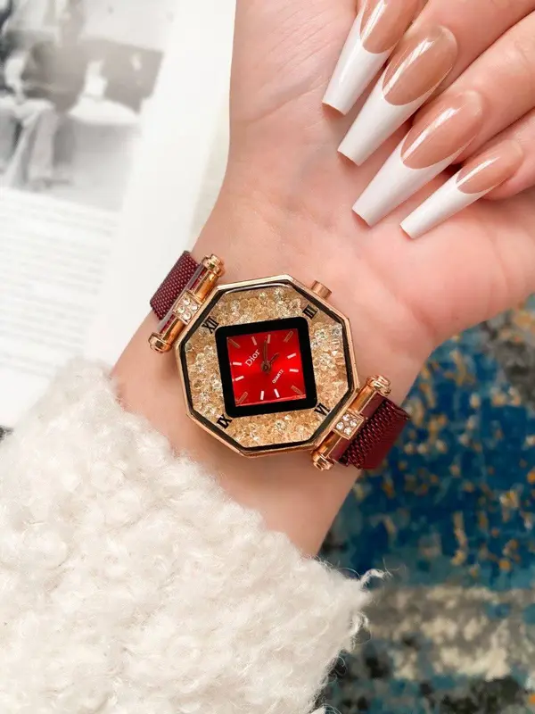 ساعة روزا النسائية بتصميم مغناطيسي بسيط وأنيق