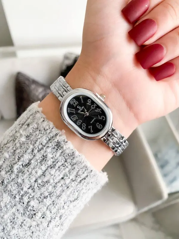 ساعة شين أنسيال إصدار فضي لامع حريمي