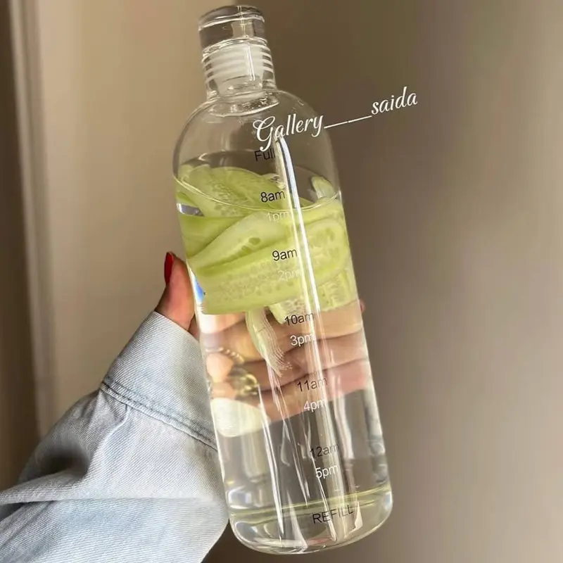 زجاجة المياه الصحية "بيور جلاس" بسعة 1 لتر وبغطاء محكم وغلق