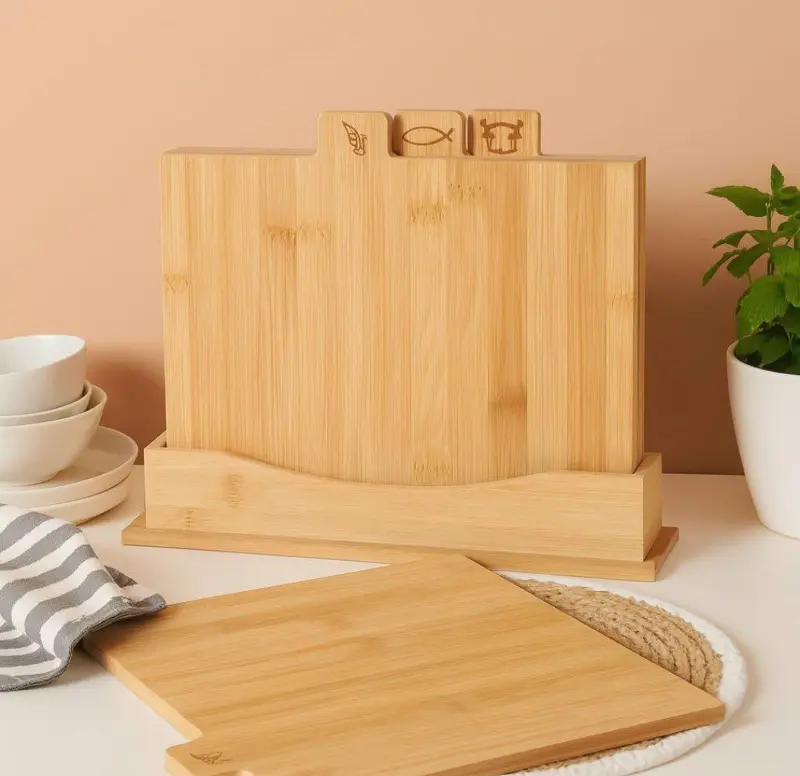 طقم ألواح التقطيع المنظم "فود سيفتي" 4 قطع مع ستاند وحامل