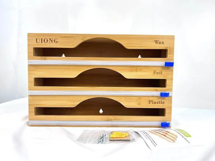 موزع "المطبخ الذكي" الخشبي لتغليف الأطعمة بتقنية القطع السهل