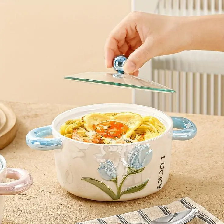 حلة الإندومي متعددة الاستخدامات بورسلين