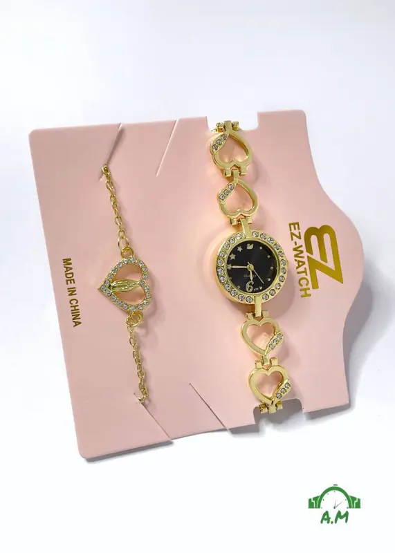 طقم ساعة وانسيال نسائي بتصميم أنيق