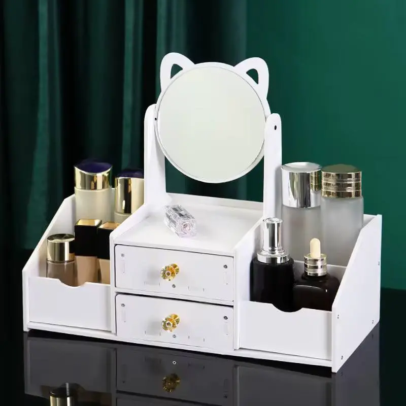 منظم مكياج أنيق مع مرآة مدمجة