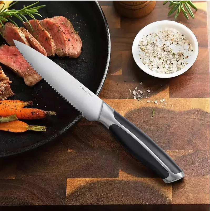 سكينة تقطيع مشرشرة من الستانلس ستيل بيد قوية