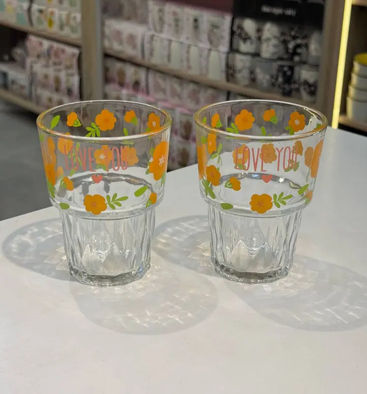 طقم أكواب زجاج "فلوري" 2 قطعة