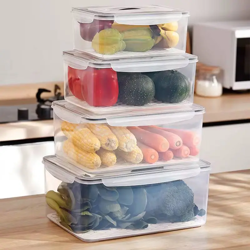 طقم حافظات طعام أكريليك مستطيلة 3 قطع مع مصفاة ويد جامبو