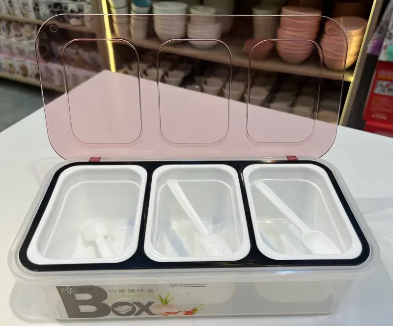 طقم علب توابل 3 قطع مع ملاعق وغطاء (تصميم عملي وأنيق)