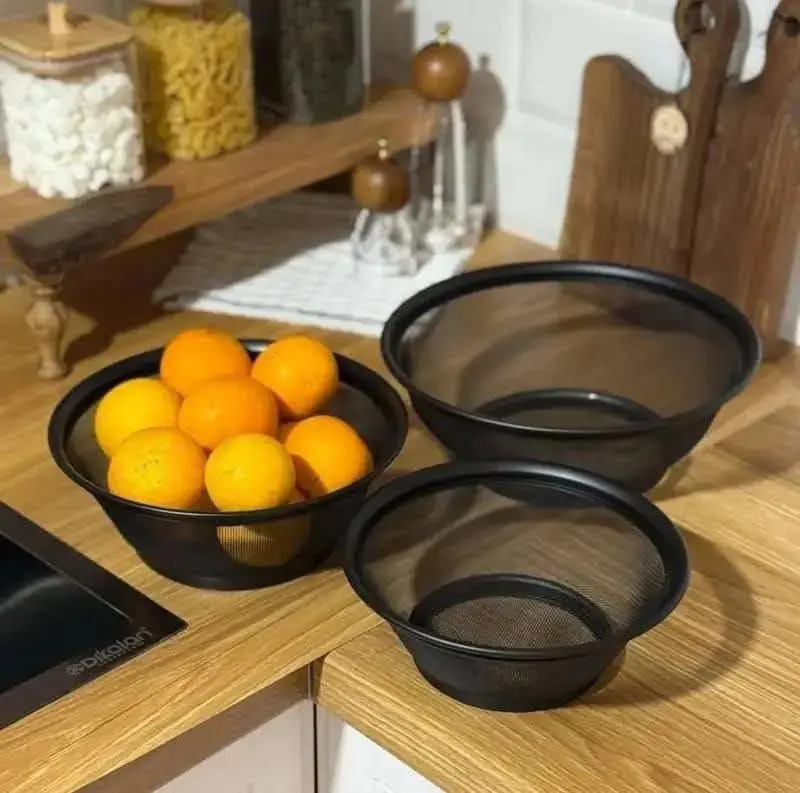 طقم مصافي استانلس ستيل أسود (3 قطع)