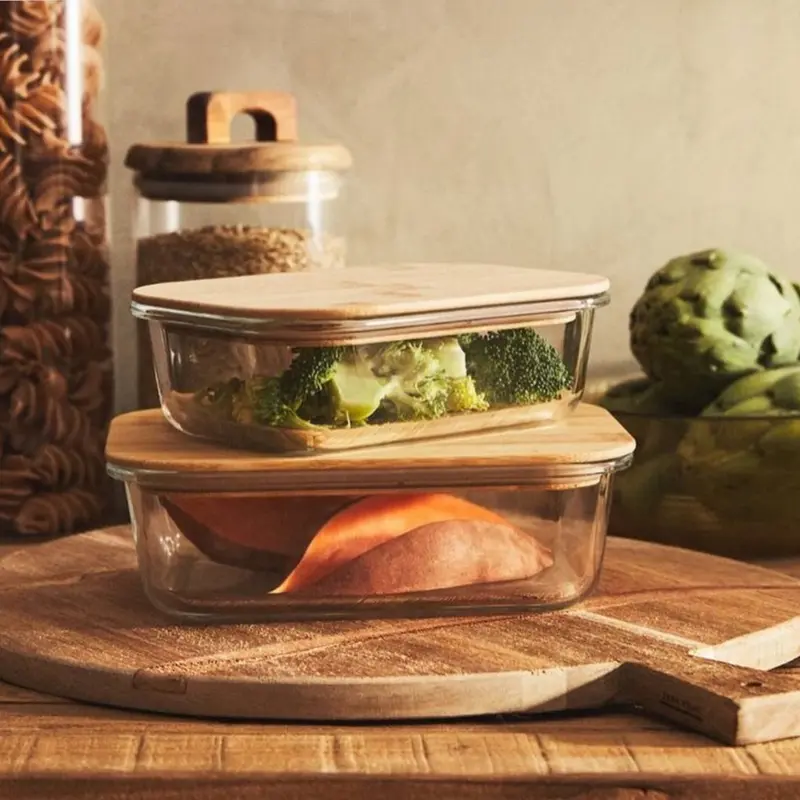 طقم علب بيركس بغطاء بامبو