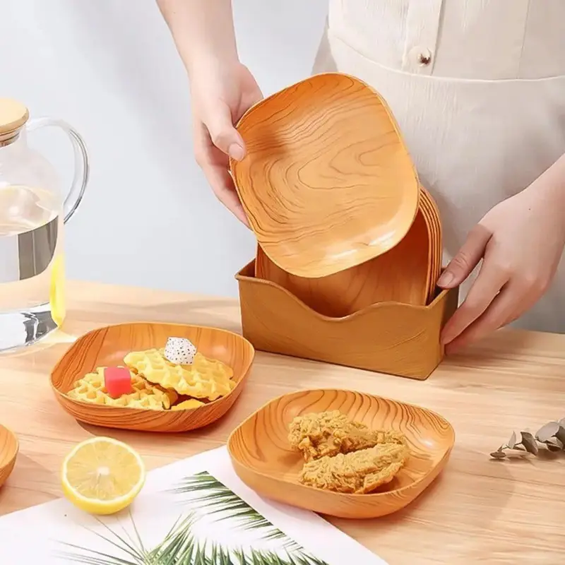 طقم أطباق خشابي مع حامل