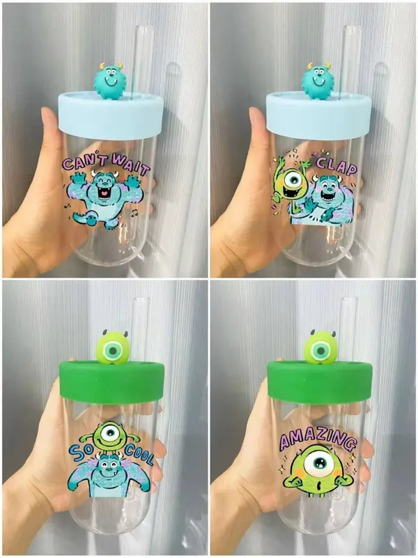 كوب زجاجي بتصميم "Hello My Dear"