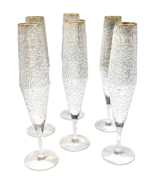 طقم أكواب "كاسكاتا" مزخرفة 6 قطع بحافة ذهبية فاخرة